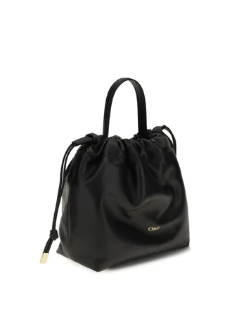 Chlo&eacute; Womens Icons Leather Chain Shoulder Bag Black Lamb Ovis Aries