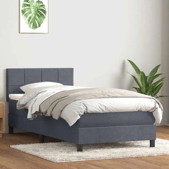 vidaXL Cama Box Spring Con Colch&oacute;n Terciopelo Gris Oscuro 80x210 Cm Vidaxl
