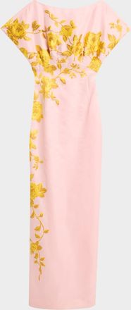 Lela Rose Rose Fil Coupe Empire-Waist Column Gown