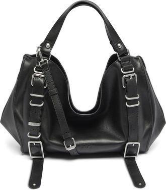 Diesel D-One-Medium top-handle bag in treated leather - Handbags - Unisex - Black