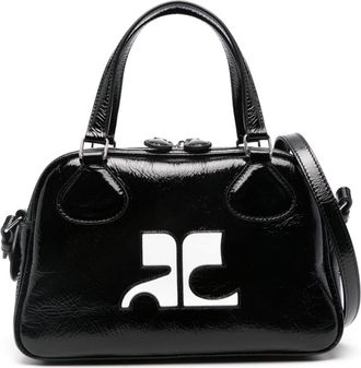 Courrèges Reedition Bowling leather bag - women - Polyamide/Patent Calf Leather/Polyurethane/Cotton/Elastane - One Size - Black