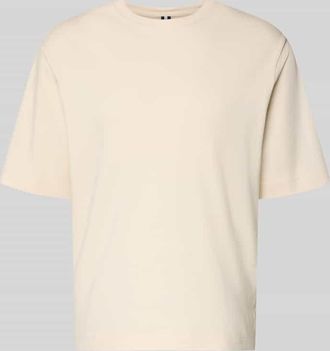 Profuomo T-Shirt mit Logo-Print und Rundhalsausschnitt in Offwhite, Gr&ouml;&szlig;e XXL