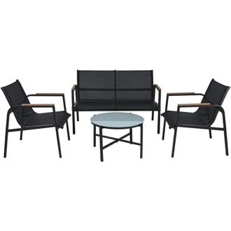 Ambiance Ambiance - Conjunto Jardin 4 Piezas Metal Antracita