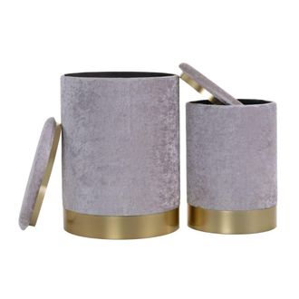 Calicosy Juego de 2 pufs con almacenaje D35 cm - Gris claro