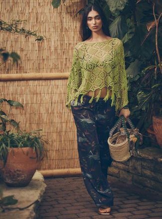 Icone Womens Printed drawstring-waist wide-leg pant