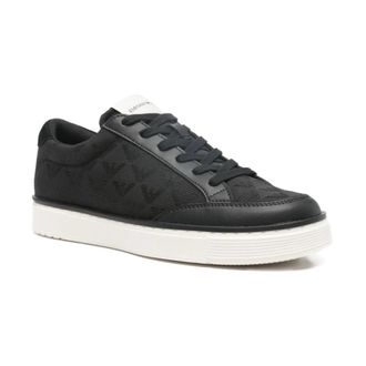 Emporio Armani Sneakers, male, Black, Size: 12 US Bassa Talloncino Contrasto