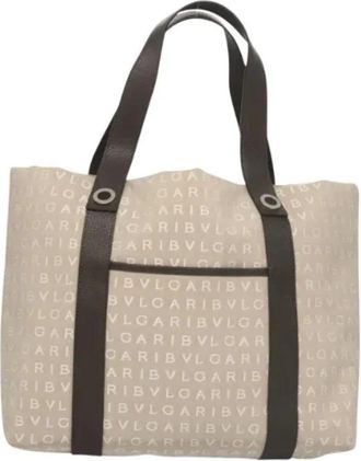 Bulgari Tweedehands Canvas handtassen - Dames - Vintage Shopper - Beige - ONE Size - Vintage