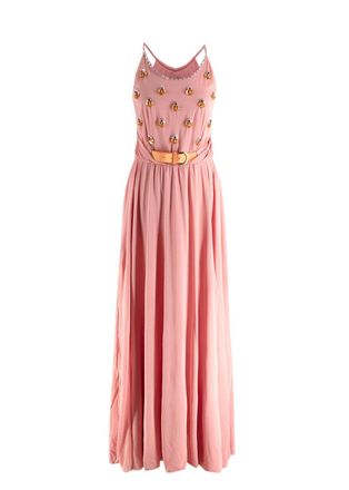 Emilio Pucci Embellished Belted Pink Maxi Dress Size XS