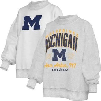 Pressbox Womens Pressbox Heather Gray Michigan Wolverines Reversible Sweatshirt at Nordstrom, Size X-Large