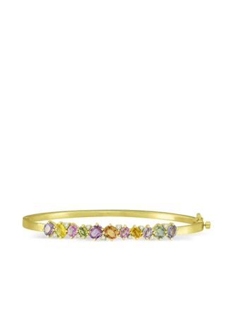 Sutra 18K yellow gold diamond & mixed sapphire bangle - women - Orange Sapphire/18kt Yellow Gold/Diamond/Pink Sapphire/Green Sapphire - One Size