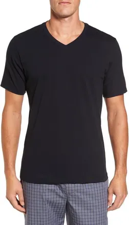 Hanro Living Cotton V-Neck T-Shirt in Black at Nordstrom, Size Large