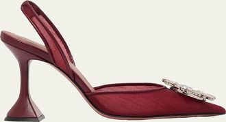 Amina Muaddi 95mm Begum Mesh Crystal Slingback Pumps