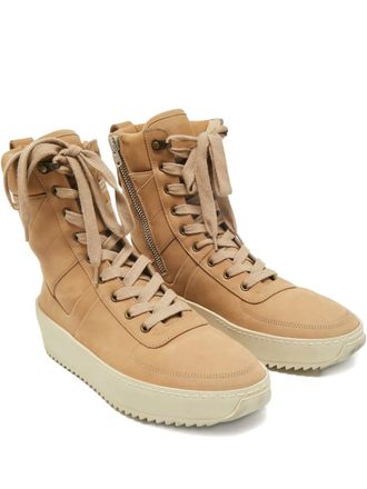 Fear of God lace-up high-top sneakers - men - Nubuck Leather/Calf Leather/Rubber - 42 - Neutrals
