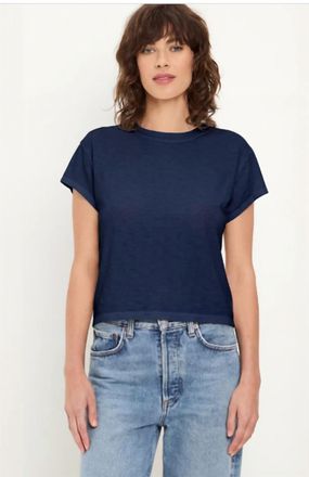 Michael Stars Grayson Supima Slub Crop Crew Tee In Nocturnal