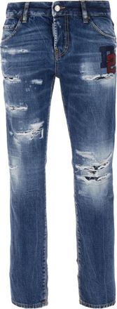 Dsquared2 Distressed Cropped Jeans - Dames - Slim Fit Jeans - Blauw - L - Katoen - Jeans