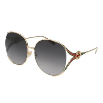 Gucci Oversize ronde metalen zonnebril met iconische details - unisex - Accessoires - Geel - Maat: ONE Size