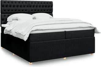 vidaXL Vidaxl - Cama Box Spring Con Colch&oacute;n Tela Negro 200x200 Cm