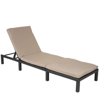 Hhg Hhg - Tumbona De Polirrat&aacute;n 605, Tumbona De Relax Tumbona De Jard&iacute;n, Basic Antracita, Cojines Crema