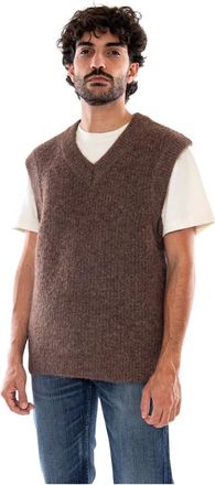 Only & Sons Only & Sons - Onstroy RLX 12 V-hals vest - Heren - Truien - Bruin - Maat: L Wol