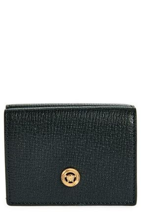Versace Medusa Leather Trifold Wallet in Black Versace Gold at Nordstrom