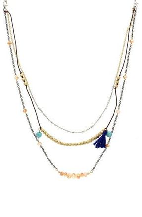 Olivia Welles Kallee Layered Necklace in Burnished Silver /Blue at Nordstrom Rack