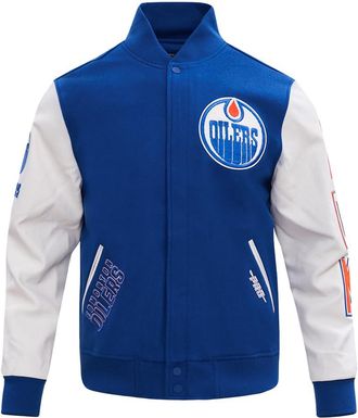Pro Standard Mens NHL Classic M Wool Varsity Jacket, Dodger Blue/White, XL