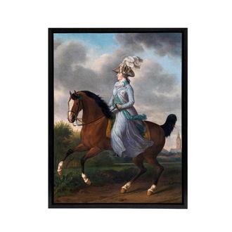 Artery8 Haag Equestrian Portrait of Wilhelmina Framed Canvas Wall Art Print in Brown | Size: W24 x H32