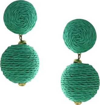 Olivia Welles Gaby Raffia Drop Earrings in Gold /Turquoise at Nordstrom Rack