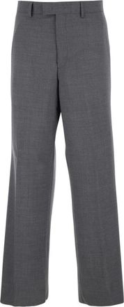 Emporio Armani Soepelvallende Stretch Wol-Canvas Broek - Heren - Nette broeken - Grijs - L - Wol - Broeken