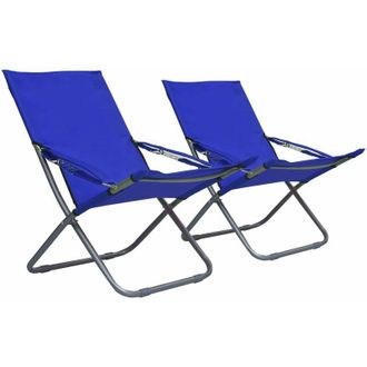 vidaXL Sillas De Playa Plegables 2 Unidades Tela Azul Vidaxl