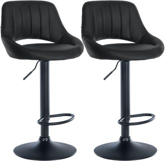Clp Juego De 2 Taburetes De Bar Milet De Piel Sintetica Negro Metal Negro Mate