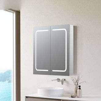 Signature Florence 2-Door led Mirrored Bathroom Cabinet with Demister Pad 700mm h x 600mm w