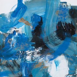 Schubiger M&ouml;bel Bild Schwungvolle Variationen Blau