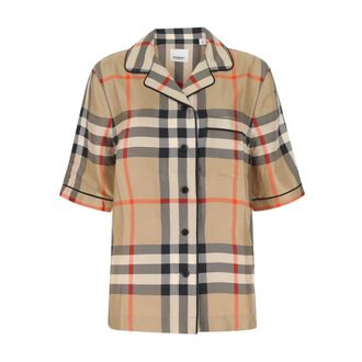 Burberry Shirts, female, Multicolor, Size: 2XS Check Short Sleeve Shirt