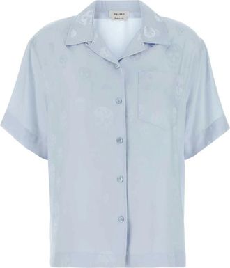 Alexander McQueen Alexander McQueen, Shirts, female, Blue, Size: XS Skull Jacquard Hawaiian Shirt