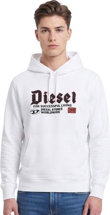 Diesel White Relaxed Logo Hoodie