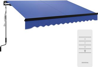 OUTSUNNY 3 X 2.5m Electric Awning With LED Light And Remote Controller - Blue | TJ Hughes