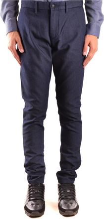 Emporio Armani Broek met ritssluiting en knoopsluiting met zakken - Heren - Skinny broeken - Blauw - XL - Katoen - Broeken