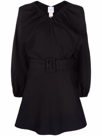 Patou balloon-sleeve belted mini dress - women - Cotton - 42 - Black
