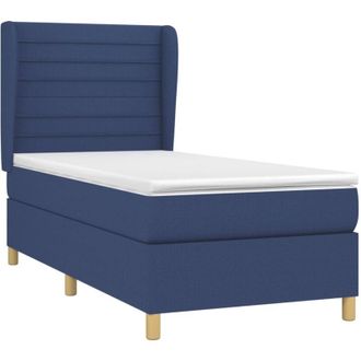 vidaXL Cama Box Spring Con Colch&oacute;n Tela Azul 80x200 Cm Vidaxl