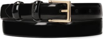 Kazar Smalle gelakte riem met een subtiel gesp - Dames - Riemen - Zwart - 80 CM - Leer - Accessoires