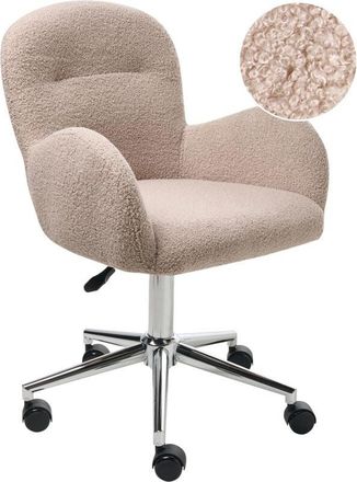 Beliani Beliani - Modern Swivel Office Chair Armchair Adjustable Height Boucle Beige Priddy