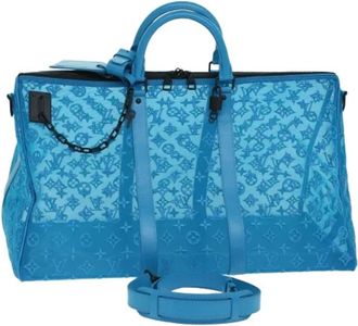 Louis Vuitton Pre-owned Boston Bag - Heren - Vintage Weekendtas - Blauw - ONE Size - Leer - Vintage