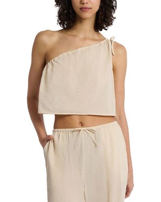Onia Crinkle Gauze One-Shoulder Top