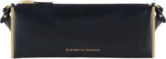 Elisabetta Franchi Tassen, Dames, Zwart, ONE Size, Leer, Schoudertas met Lizard Print