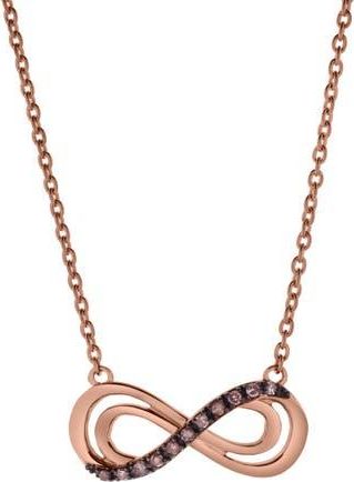 LuvMyJewelry Calyra Sterling Silver 0.08 Ct Diamond Infinity Necklace in Pink Rhodium Sterling Silver at Nordstrom