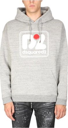 Dsquared2 Camo Patch Herca Anorak - male - Dsquared2 - Hoodies - Gray - S - Sweatshirts & Hoodies