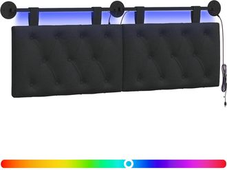 vidaXL Cabecero Colgante Con Luz Led Negro Tela Vidaxl