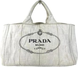 Prada Pre-owned Denim prada-bags - Dames - Vintage Handtas - Wit - ONE Size - Denim - Vintage