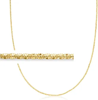 Ross-Simons 1.2mm 10kt Yellow Gold Adjustable Sparkle-Chain Necklace